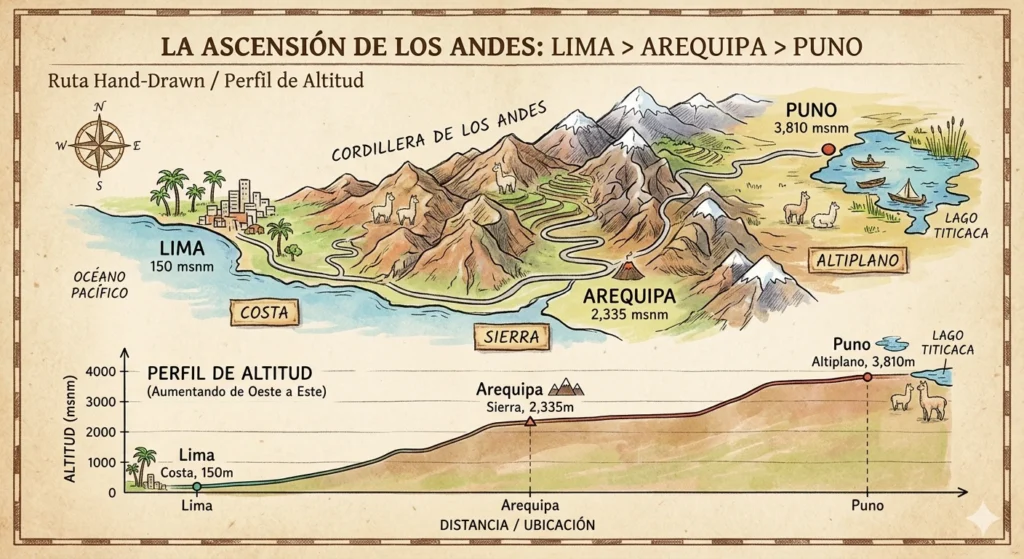 altitud de lima a puno